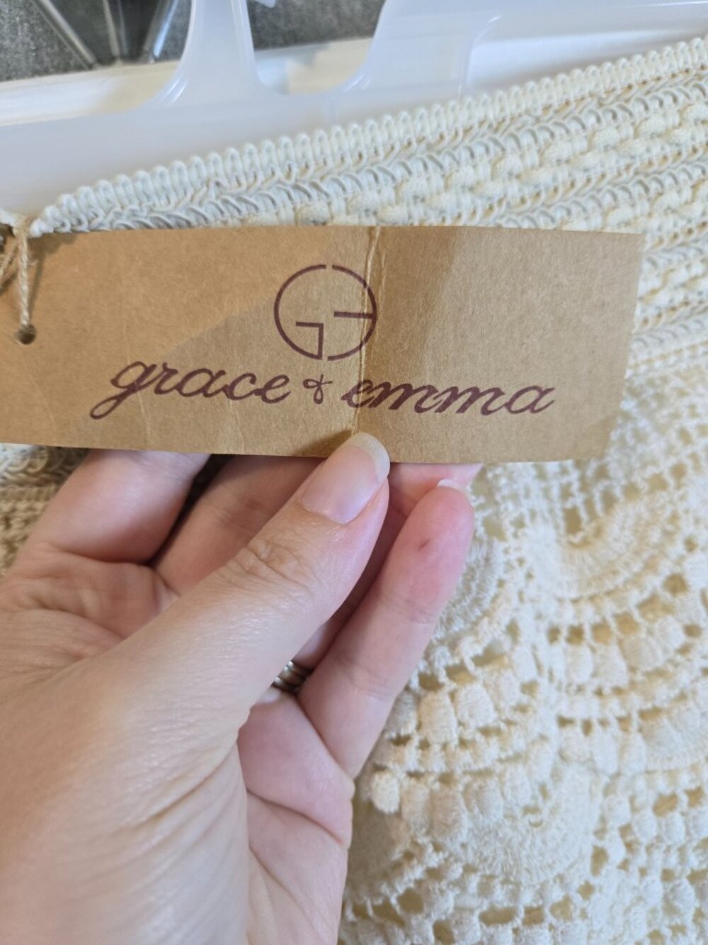 Grace & Emma Crochet Lace Shorts XL Cream Boho Lined Pull On Festival - Picture 6 of 10